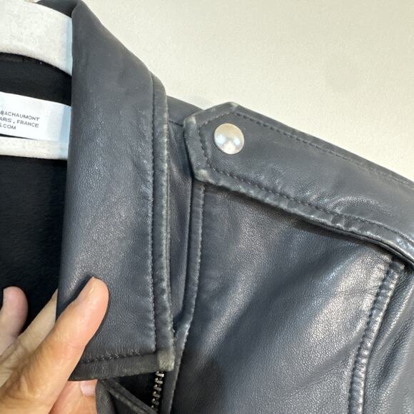 IRO Newhan Dark Gray Lamb Leather Biker Moto Jacket Size 38 US 6 Retail $1345 - Picture 13 of 16